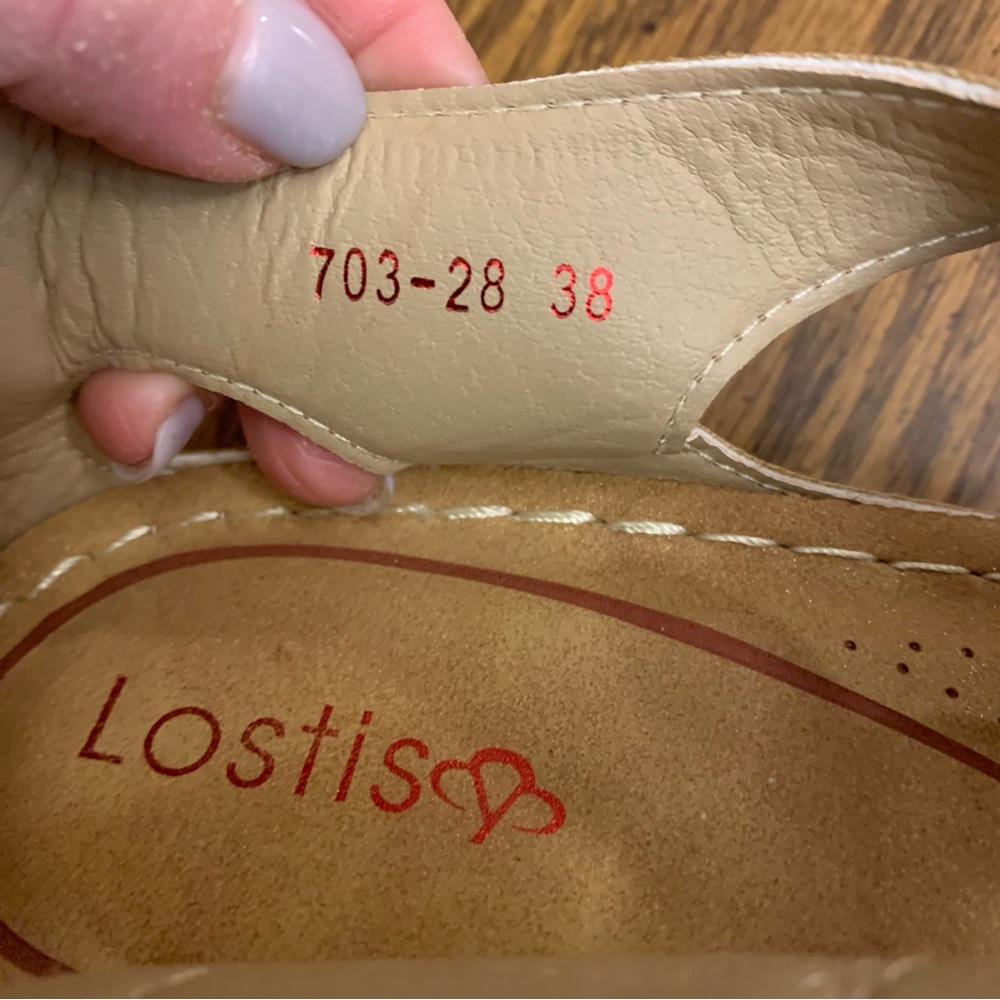 Lostis Tan Leather Sandals. Size 38 Euro - Picture 9 of 10